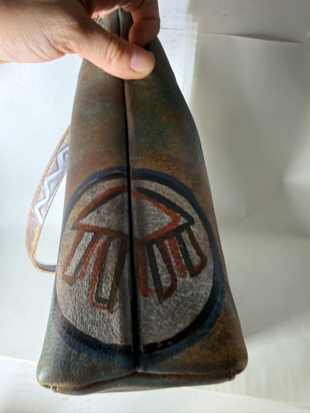 Jane Yoo wearable art leather hand painted purse - Picture 7 of 8